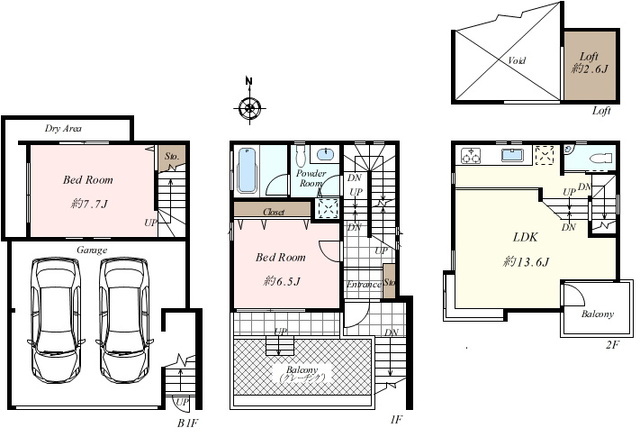 南からの採光と通風に優れた、健やかな暮らしを叶える間取り。LDKを中心に各フロアへのアクセスが良く、約6.5帖の主寝室や2.6帖のロフトなど収納力も豊富です。機能性とデザイン性が融合した住空間です。