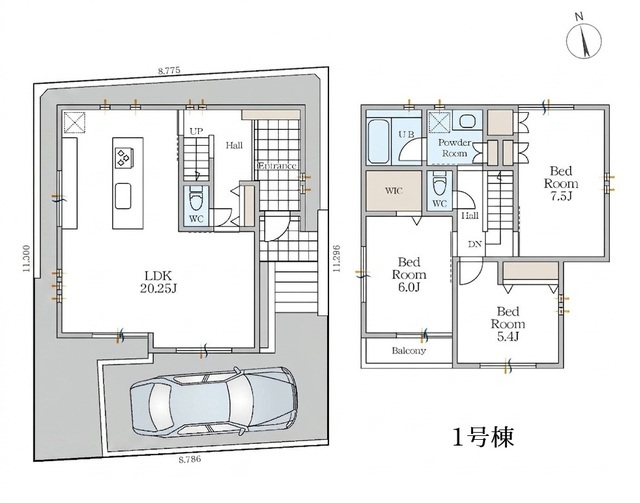 角地ならではの開放感と陽当たりに恵まれたプラン。アイランドキッチンを配したゆとりあるLDKを中心に、家族の時間を心地よく育む設計。収納バランスや動線にも配慮した暮らしやすさ重視の住まいです。
